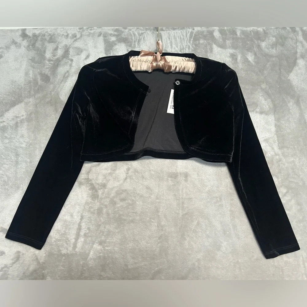 The Children’s Place Velvet Bolero Jacket Girls 7/8 Month Black